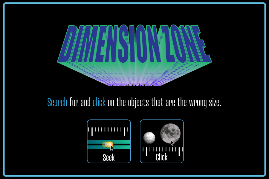 search for and click on the objects that are the wrong size